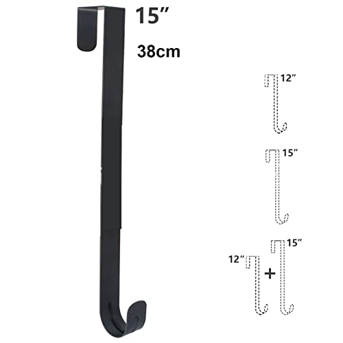 Dan&Dre Black Adjustable Wreath Door Hanger - Damage-Free Over the Door Hook