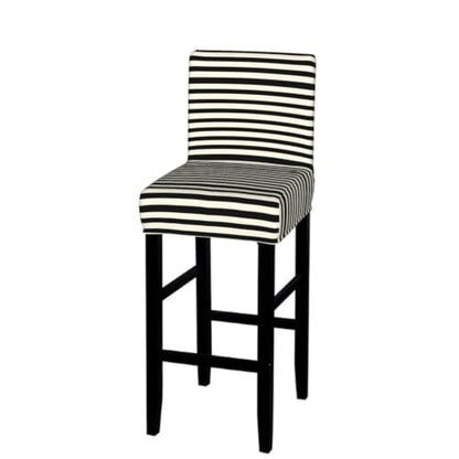 Bar Stool Covers with Back Slipcovers Black White Stripes One Piece