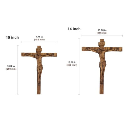 9.84in Handmade Catholic Wooden Wall Crucifix with Variation 9.8"L x 7.2"W - Religious Gift