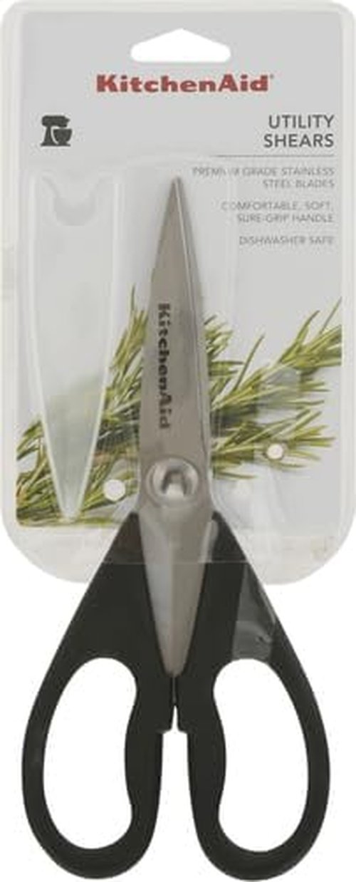 KitchenAid Kitchen Shears - Durable Stainless Steel Scissors with Protective Sheath, 8.72 Inch, Black
