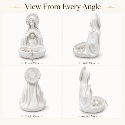 Virgin Mary Statue with Rosary Holder Catholic Religious Decor for Home