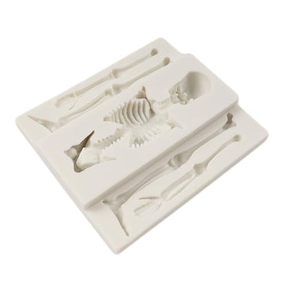 Halloween Skull Skeleton Fondant Mold - Silicone Cake Decor Tool - Style A