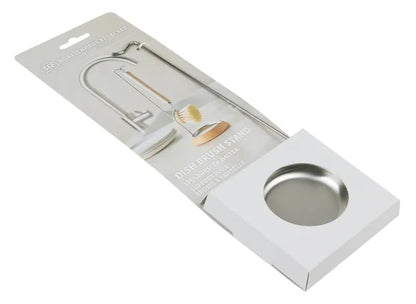 Redecker Dish Brush Stand with Beechwood Base and Stainless Steel Drip Tray