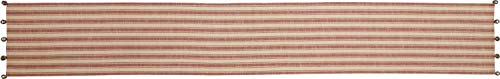 Sleigh Bells Ring Ticking Stripe Farmhouse Christmas Table Runner 90" - Red & Cream with Bells