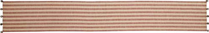 Sleigh Bells Ring Ticking Stripe Farmhouse Christmas Table Runner 90" - Red & Cream with Bells