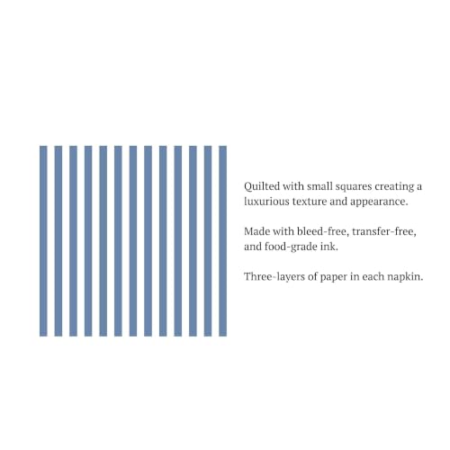 Disposable Blue and White Striped Cocktail Napkins - 100 Pack (2 x 50)