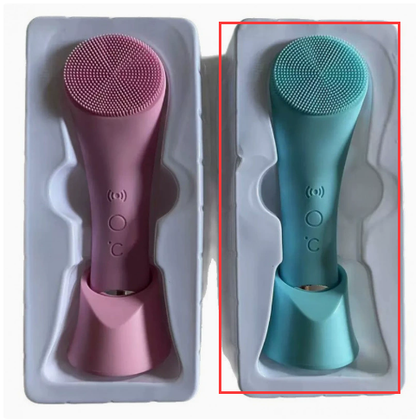 Sonic vibration heating device combined with electric silicone facial cleansing brush