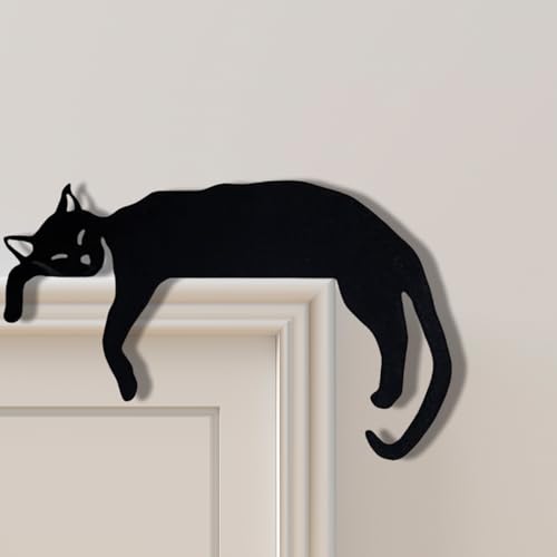 Two Cats Metal Halloween Christmas Door Topper - Cat Wall Decor, 8 Inch