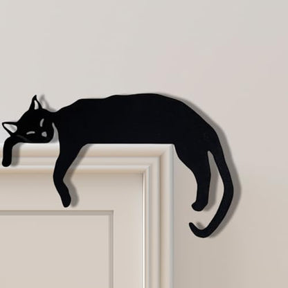 Two Cats Metal Halloween Christmas Door Topper - Cat Wall Decor, 8 Inch