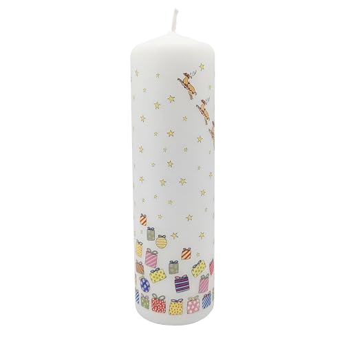 Santa's Sleigh Pillar Candle - Unscented, 70hr Burn, Holiday Decor Variation