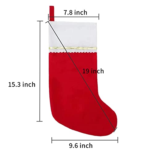 Red & White Felt Christmas Stockings 19 Inches - 36 Pack with Gold Trim, Holiday Decor