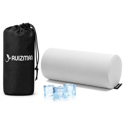 Travel Neck Roll Pillow Grey 11x4.5 Inch Memory Foam Support with Removable Cooling Cover - Variation of THIS listing