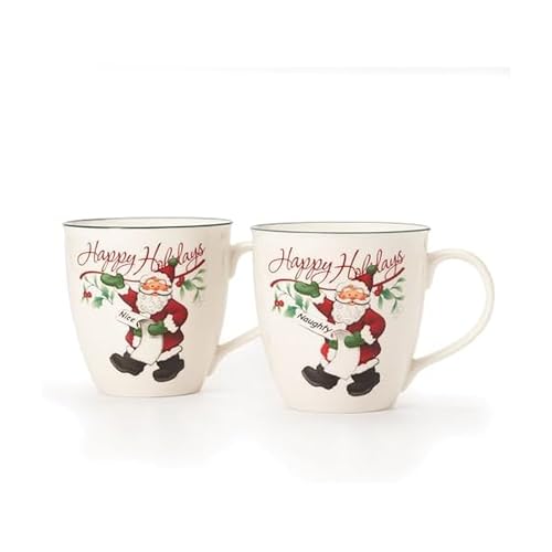 Pfaltzgraff Winterberry Naughty and Nice Mug Set - 20 oz Assorted