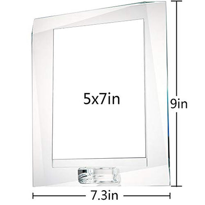 5x7 Crystal Picture Frame with Gift Box - Decorative Photo Frame for Wedding & Home Gifts
