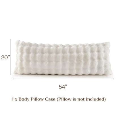 BEDELITE Faux Rabbit Fur Body Pillow Cover 20x54 Solid Cream White Cozy Texture