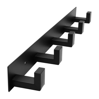Black 5-Hook Wall Mount Coat and Towel Hooks - Bathroom & Kitchen Organizer - Variation 1