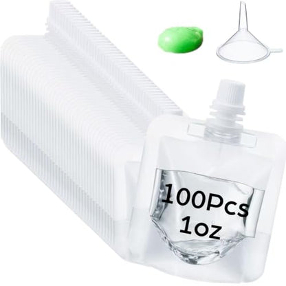 Reusable Energy Gel Pouches 1oz Leak-Proof Flexible Drink Bags - 100 Pack