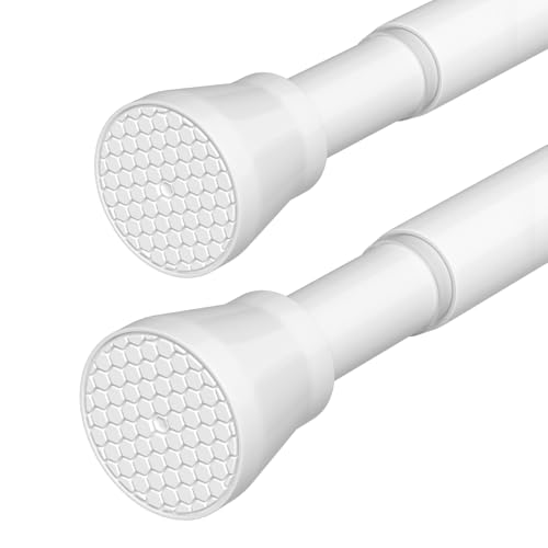 Adjustable Tension Curtain Rod 28-48 inch White Spring Loaded Rods