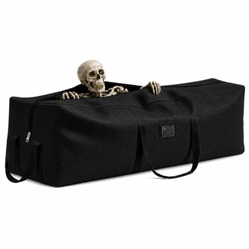 Black Halloween Skull Storage Bag Fits 12 Ft Skeleton or Xmas Tree