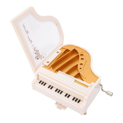 Mini Hand Crank Music Box - Lifelike Grand Piano Decor, No Batteries