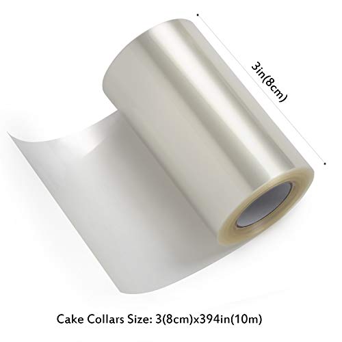 4Pck Cake Collar 3.1 x 394 inch, Goowin Acetate Sheets, Clear Acetate Roll and Transparent Mousse Cake Rolls for Chocolate Mousse Baking, Cake Decorating and Keeping Cake Shape