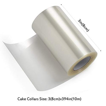 4Pck Cake Collar 3.1 x 394 inch, Goowin Acetate Sheets, Clear Acetate Roll and Transparent Mousse Cake Rolls for Chocolate Mousse Baking, Cake Decorating and Keeping Cake Shape