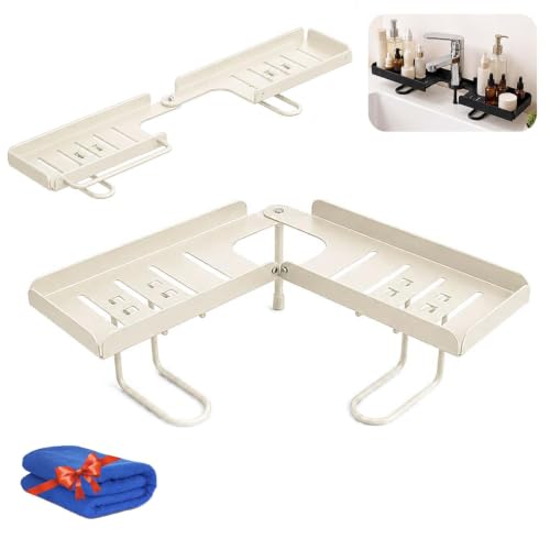 White Foldable Over-Faucet Shelf Organizer No Drill Over Sink Storage - 20 in