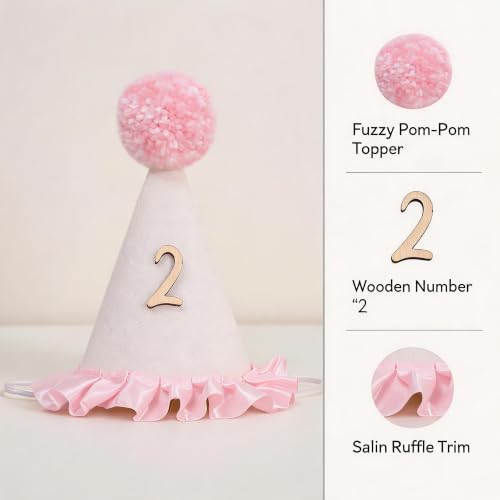 Pink Lace Half Birthday Hat for Girls - 1st & 2nd Celebration - Pink2 Variant