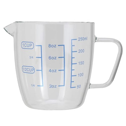 EIKS 9oz/250ml Glass Measuring Cups Coffee Milk Frothing Pitcher for for Espresso Cappuccino Latte Maker in Kitchen Restaurant