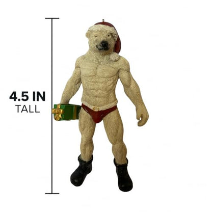 Bruno Polar Bear Christmas Tree Ornament - Cheeky Holiday Decor, 4.5 Inches