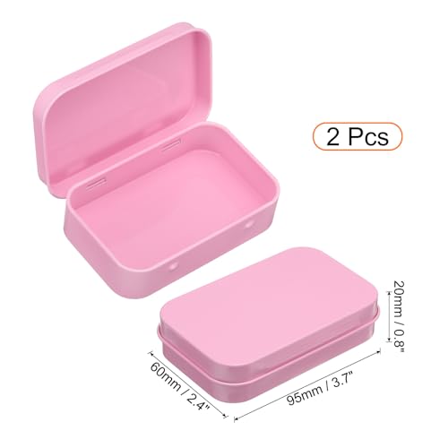 Pink Metal Tin Box Set - 2pcs Mini Storage Containers for Crafts & Gifts