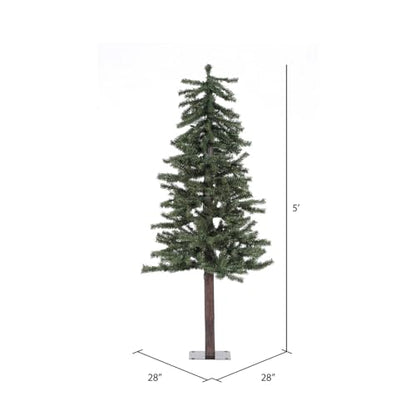 5ft Artificial Alpine Christmas Tree - Natural Green, Unlit with Metal Stand