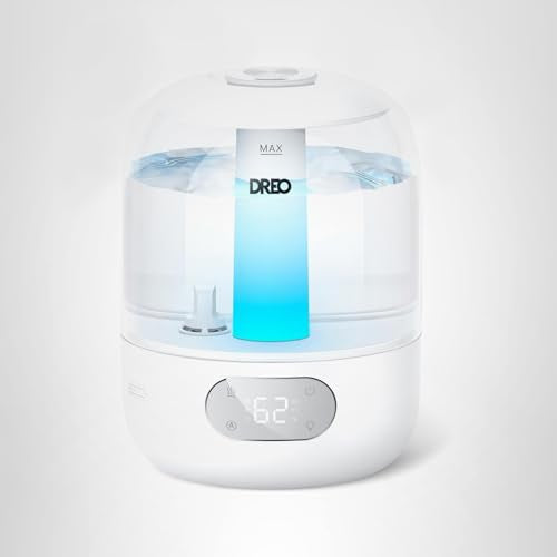 DREO Cool Mist Humidifiers for Baby, 3L Top Fill, 26dB Quite, Ambient Indicator Light for Nursery, Less Refill, Indoor