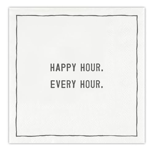 20-Pack 3-Ply Paper Cocktail Napkins 5x5 Inches Happy Hour Party Supplies