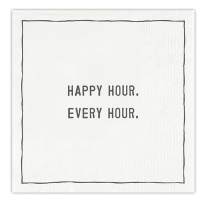 20-Pack 3-Ply Paper Cocktail Napkins 5x5 Inches Happy Hour Party Supplies