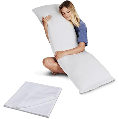 Snuggle-Pedic Body Pillow for Adults w/White pillowcase- Pregnancy Pillows w/Shredded Memory Foam - Firm Maternity Side Sleeper Pillow for Adults - Long Cuddle Pillow for Bed - 20x54 Full Body Pillow