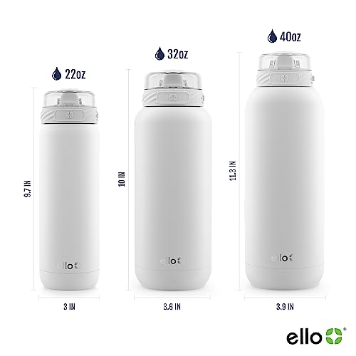 Ello Cooper 22oz Stainless Steel Water Bottle with Straw and Carry Handle, Double Walled and Vacuum Insulated Metal, Leak Proof Locking Lid with Soft Silicone Spout, Reusable, BPA Free, Coral