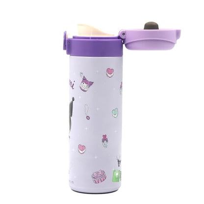 Kids Stainless Steel Vacuum Insulated Water Bottle Cartoon Stainless Steel Reusable Tumbler with Lid for School Girls Boys,Purple 14 OZ