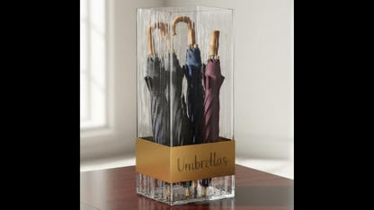 Clear Acrylic Umbrella Stand with Gold Accent - Modern Entryway Organizer