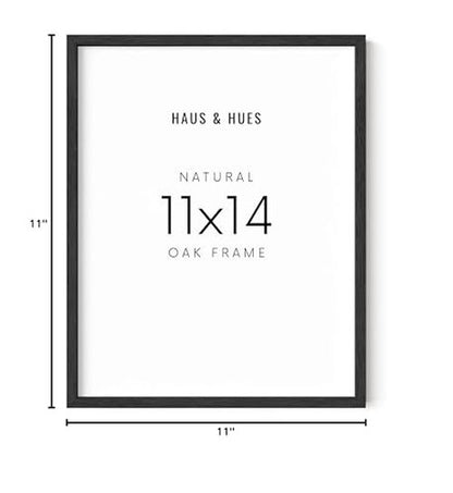 HAUS AND HUES Black Oak Wood 11x14 Picture Frame - Modern Wood Wall Art Display - Minimalist, Lightweight 11x14 Black Frame for Art Prints, Photos, Posters - Ready-to-Hang Vertically & Horizontally