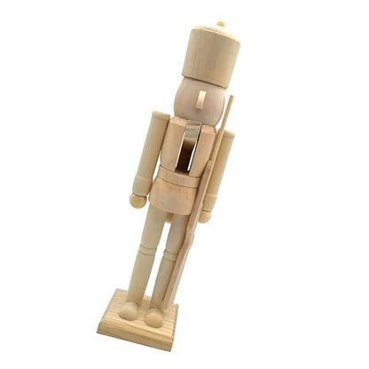 Unfinished Christmas Nutcrackers Figurine - Wooden Craft Decor, 38cm, Variation A