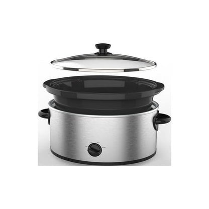 6 Quart Oval Slow Cooker, Stainless Steel Finish, Glass Lid, Model # MS54100112168S, Perfect For Slow-Cooking Meats, Three Temperature Settings - Low, High, And Warm