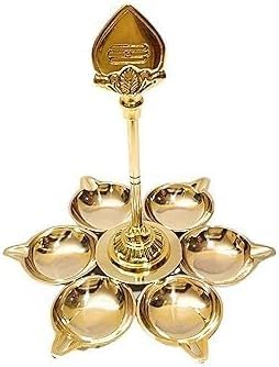 Brass Murugan Vel Diya 7 Inch Height Oil Lamp for Spiritual Rituals and Festivals