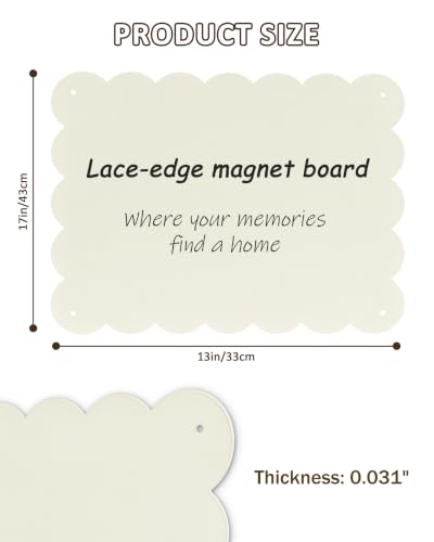 White Scalloped Edge Magnet Board 13x17in Ivory Wall Display Bulletin Board