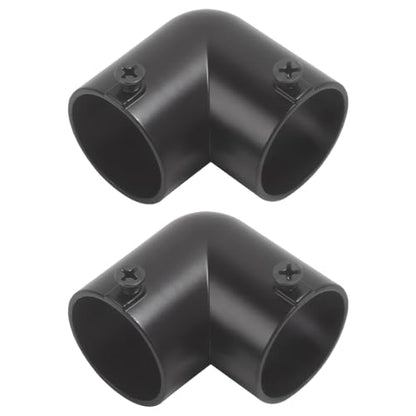 90 Degree Corner Curtain Rod Connector Stainless Steel Elbow Pipe Fitting Black Set of 2