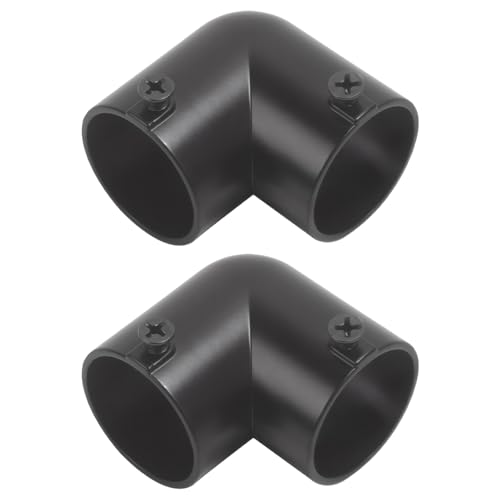 90 Degree Corner Curtain Rod Connector Stainless Steel Elbow Pipe Fitting Black Set of 2