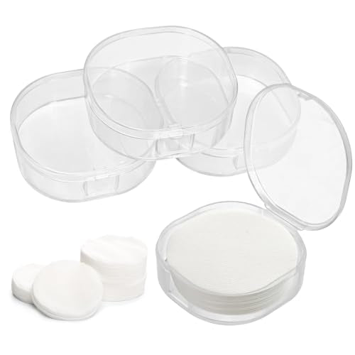 Plastic Cotton Pad Case 4 Pack Airtight Travel Makeup Remover Organizer