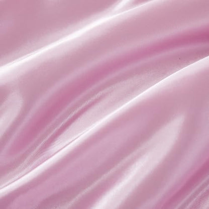 Full/Queen Satin Comforter - Pink Down Alternative Luxury Bedding