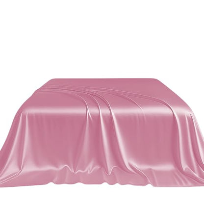 Light Pink King Size Mulberry Silk Flat Sheet 6A+ Grade Luxury Bed Linen