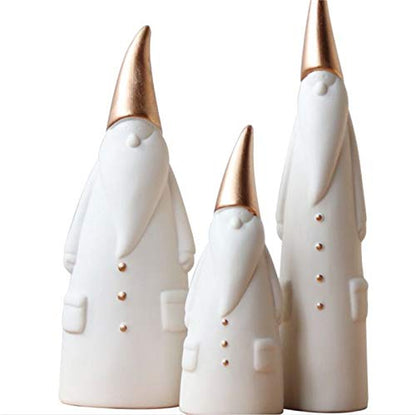 Santa Claus Figurine Christmas Reindeer Table Decor Set - 3 Pieces with Gift Box